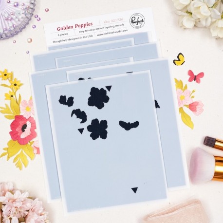 PINKFRESH STUDIO GOLDEN POPPIES STENCIL by THE DAYDREAM EDIT by Inna Moreva