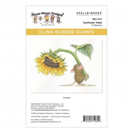 SPELLBINDERS - HOUSE MOUSE SUNFLOWER WALK CLING RUBBER STAMP