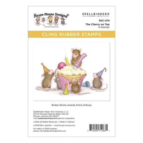 SPELLBINDERS - HOUSE MOUSE THE CHERRY ON TOP CLING RUBBER STAMP