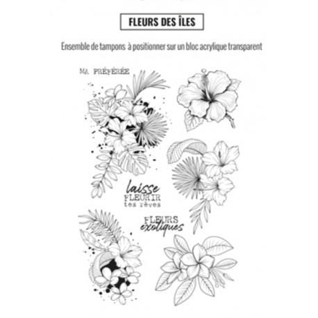 LES ATELIERS DE KARINE "FLEURS DES ILES" Tampon Clear PURA VIDA