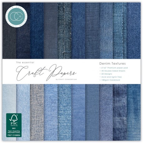 CRAFT CONSORTIUM DENIM TEXTURES PAPERPACK 6X6 INCH
