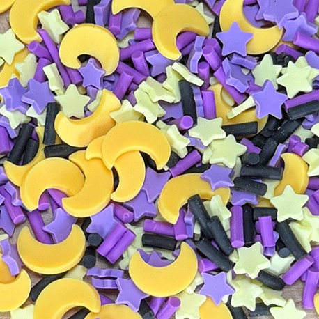 LAWN FAWN TINY TREASURES - HALLOWEEN MOON AND STAR CLAY PIECES
