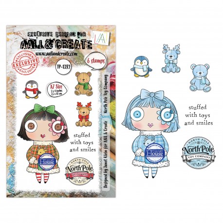 AALL & CREATE Season Of Sparkle A7 Stamp Sets North Pole Toy Company by Janet Klein