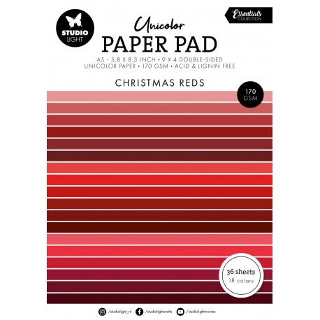 Studio Light Paper pad CHRISTMAS REDS A5 UNICOLOR