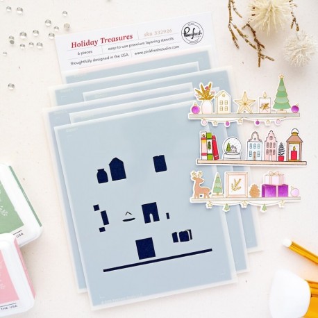 PINKFRESH STUDIO HOLIDAY TREASURES STENCIL- SEASON OF WONDER