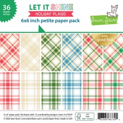 LAWN FAWN PAPER PAD LET IT SHINE HOLIDAY PLAIDS 15X15 cm