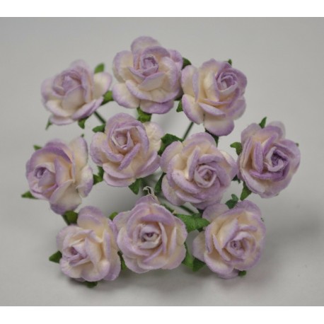 FLOWERS MULBERRY ROSE 15 MM TON SUR TON LILAC WHITE, 10 PCES