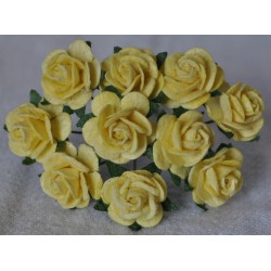 FLOWERS MULBERRY ROSE 15 MM LIGHT YELLOW, 10 PCES
