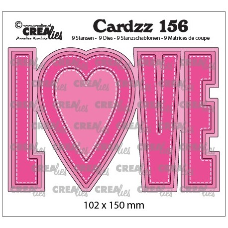 Crealies CARDZZ 156, LOVE. Cardsize