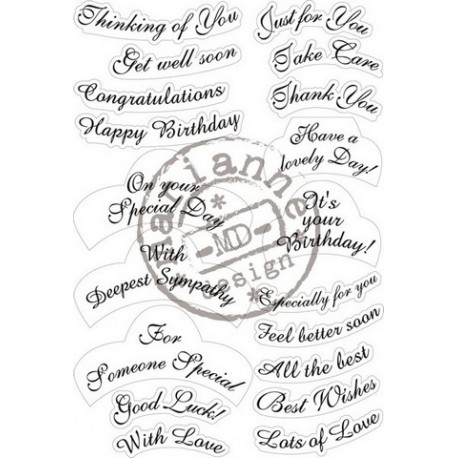 MARIANNE DESIGN CLEAR STAMPS ANJA'S LABEL Best wishes ENGLISH