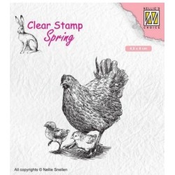 Nellies Choice Clearstamp - Mother Hen with Chicks