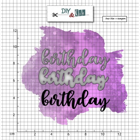 DIY and Cie Set die et tampon : Birthday