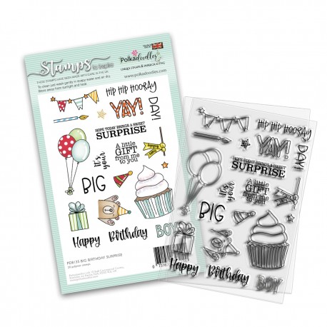 POLKADOODLES BIG BIRTHDAY SURPRISE CLEAR STAMPS